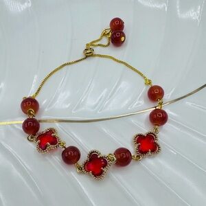 Rubie Red Clover Beaded Bracelet